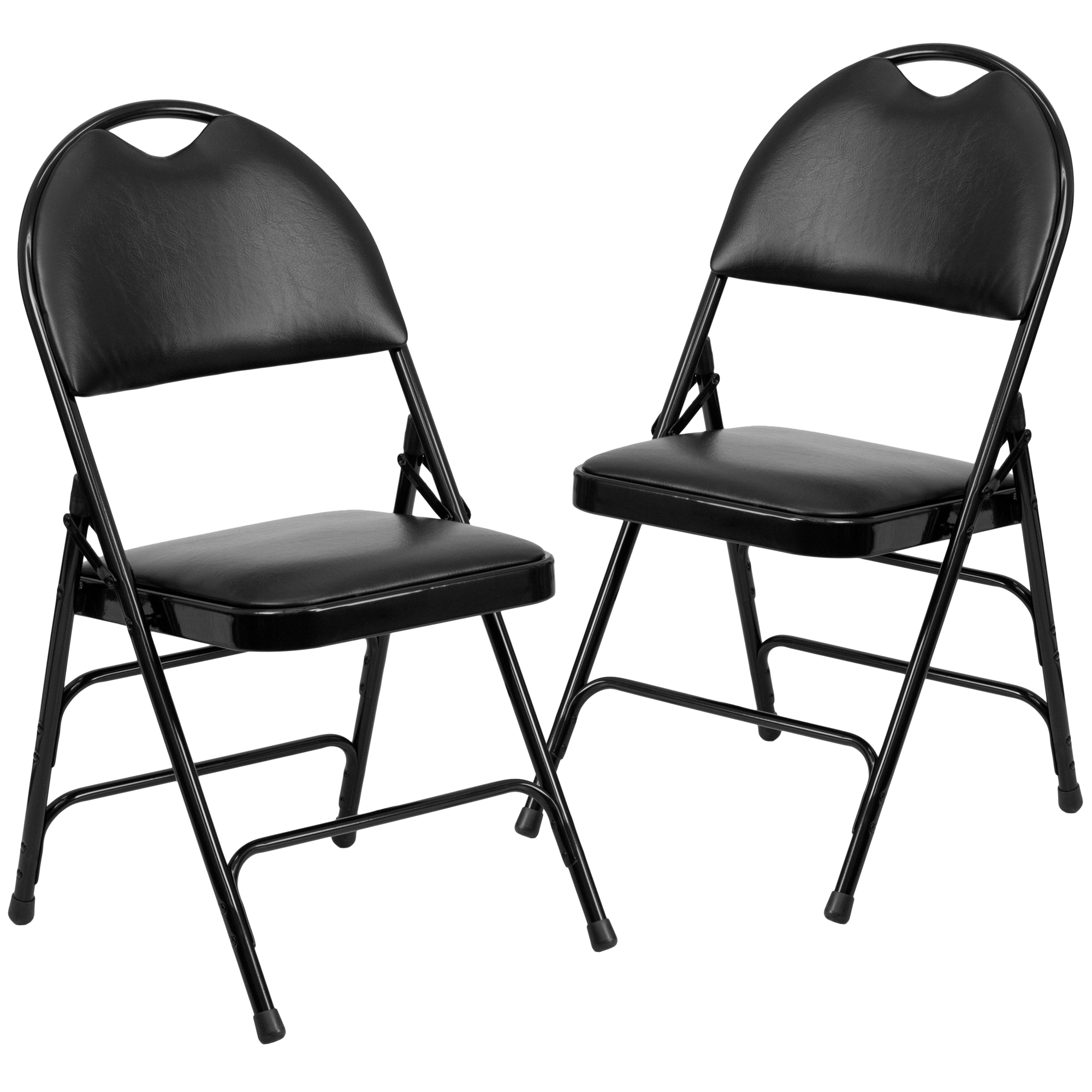 Flash Furniture, 2PK Triple Braced Black Vinyl Metal Folding Chair, Included (qty.) 2 Model# 2HAMC705AV3BK